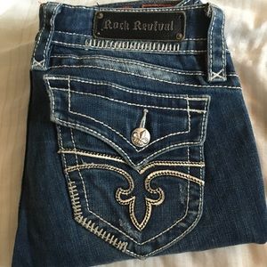 Rock Revival Jen Skinny Jeans Blue Wash Size 30